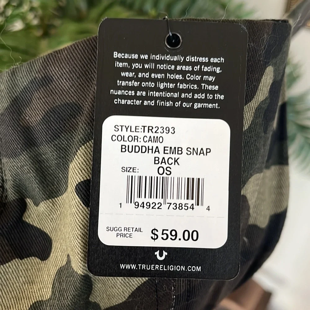 Brand New True Religion Camo Buddha Adjustable Snap Baseball Cap Embroidered Hat